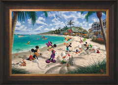 Disney Mickey and Minnie in Florida Wall Art by Thomas Kinkade Studios Jewel Edition Canvas 18" x 27" Estate Bronze