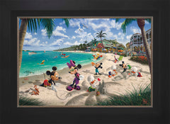 Disney Mickey and Minnie in Florida Wall Art by Thomas Kinkade Studios Jewel Edition Canvas 18" x 27" Modern Black