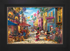 Disney Mickey and Minnie in Mexico Wall Art by Thomas Kinkade Studios Jewel Edition Canvas 18" x 27" Modern Black