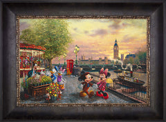 Disney Mickey and Minnie in London Wall Art by Thomas Kinkade Studios Standard Number Canvas 12" x 18" Cabernet