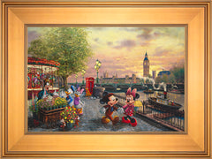 Disney Mickey and Minnie in London Wall Art by Thomas Kinkade Studios Standard Number Canvas 12" x 18" Gallery Gold