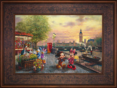 Disney Mickey and Minnie in London Wall Art by Thomas Kinkade Studios Standard Number Canvas 12" x 18" Gallery Bronze