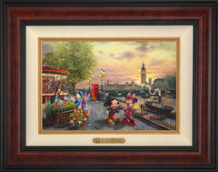 Disney Mickey and Minnie in London Wall Art by Thomas Kinkade Studios Estate Edition Canvas 12" x 18" Gallery Burl