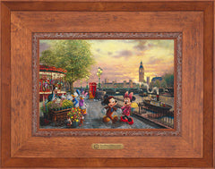 Disney Mickey and Minnie in London Wall Art by Thomas Kinkade Studios Estate Edition Canvas 12" x 18" Rustic Andalucian