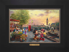 Disney Mickey and Minnie in London Wall Art by Thomas Kinkade Studios Estate Edition Canvas 12" x 18" Modern Black