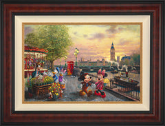 Disney Mickey and Minnie in London Wall Art by Thomas Kinkade Studios Standard Number Canvas 18" x 27" Gallery Burl