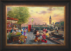 Disney Mickey and Minnie in London Wall Art by Thomas Kinkade Studios Standard Number Canvas 18" x 27" Estate Bronze