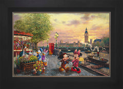 Disney Mickey and Minnie in London Wall Art by Thomas Kinkade Studios Standard Number Canvas 18" x 27" Modern Black