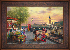 Disney Mickey and Minnie in London Wall Art by Thomas Kinkade Studios Standard Number Canvas 18" x 27" Gallery Bronze