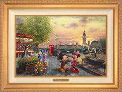 Disney Mickey and Minnie in London Wall Art by Thomas Kinkade Studios Estate Edition Canvas 18" x 27" Antique Gold
