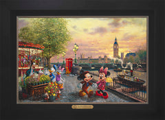 Disney Mickey and Minnie in London Wall Art by Thomas Kinkade Studios Estate Edition Canvas 18" x 27" Modern Black