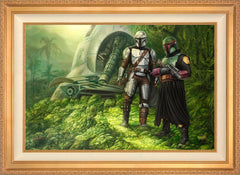 The Mandalorian ™ - Brothers in Arms Wall Art by Thomas Kinkade Studios Standard Number Canvas 24" x 36" Antique Gold