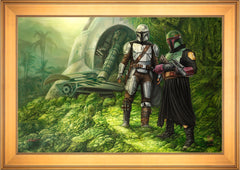 The Mandalorian ™ - Brothers in Arms Wall Art by Thomas Kinkade Studios Standard Number Canvas 24" x 36" Gallery Gold