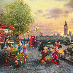 Disney Mickey and Minnie in London Wall Art by Thomas Kinkade Studios Canvas Gallery Wrap 14" x 14" Unframed
