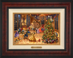 Disney Beauty and the Beast Christmas Celebration Wall Art by Thomas Kinkade Studios Estate Edition Canvas 12" x 18" Gallery Burl