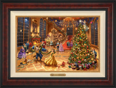 Disney Beauty and the Beast Christmas Celebration Wall Art by Thomas Kinkade Studios Estate Edition Canvas 18" x 27" Gallery Burl