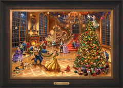 Disney Beauty and the Beast Christmas Celebration Wall Art by Thomas Kinkade Studios Estate Edition Canvas 18" x 27" Estate Bronze