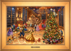 Disney Beauty and the Beast Christmas Celebration Wall Art by Thomas Kinkade Studios Estate Edition Canvas 18" x 27" Gallery Gold