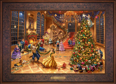 Disney Beauty and the Beast Christmas Celebration Wall Art by Thomas Kinkade Studios Estate Edition Canvas 18" x 27" Gallery Bronze