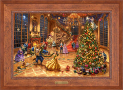 Disney Beauty and the Beast Christmas Celebration Wall Art by Thomas Kinkade Studios Estate Edition Canvas 24" x 36" Rustic Andalucian