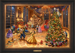 Disney Beauty and the Beast Christmas Celebration Wall Art by Thomas Kinkade Studios Estate Edition Canvas 24" x 36" Estate Bronze