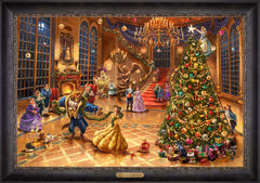 Disney Beauty and the Beast Christmas Celebration Wall Art by Thomas Kinkade Studios Estate Edition Canvas 24" x 36" Cabernet