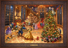Disney Beauty and the Beast Christmas Celebration Wall Art by Thomas Kinkade Studios Estate Edition Canvas 24" x 36" Gallery Bronze