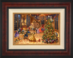 Disney Beauty and the Beast Christmas Celebration Wall Art by Thomas Kinkade Studios Jewel Edition Canvas 12" x 18" Gallery Burl