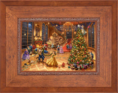 Disney Beauty and the Beast Christmas Celebration Wall Art by Thomas Kinkade Studios Jewel Edition Canvas 12" x 18" Rustic Andalucian