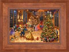Disney Beauty and the Beast Christmas Celebration Wall Art by Thomas Kinkade Studios Jewel Edition Canvas 18" x 27" Rustic Andalucian