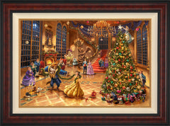 Disney Beauty and the Beast Christmas Celebration Wall Art by Thomas Kinkade Studios Jewel Edition Canvas 24" x 36" Gallery Burl