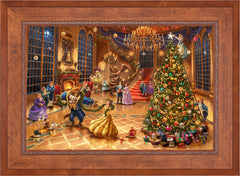 Disney Beauty and the Beast Christmas Celebration Wall Art by Thomas Kinkade Studios Jewel Edition Canvas 24" x 36" Rustic Andalucian