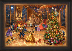 Disney Beauty and the Beast Christmas Celebration Wall Art by Thomas Kinkade Studios Jewel Edition Canvas 24" x 36" Estate Bronze