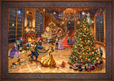 Disney Beauty and the Beast Christmas Celebration Wall Art by Thomas Kinkade Studios Jewel Edition Canvas 24" x 36" Gallery Bronze