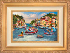 Disney Mickey and Minnie in Italy Wall Art by Thomas Kinkade Studios Standard Number Canvas 12" x 18" Antique Gold