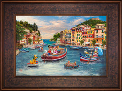 Disney Mickey and Minnie in Italy Wall Art by Thomas Kinkade Studios Standard Number Canvas 12" x 18" Gallery Bronze