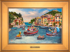 Disney Mickey and Minnie in Italy Wall Art by Thomas Kinkade Studios Estate Edition Canvas 12" x 18" Gallery Gold