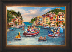 Disney Mickey and Minnie in Italy Wall Art by Thomas Kinkade Studios Standard Number Canvas 18" x 27" Estate Bronze