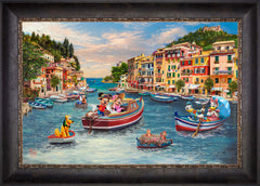 Disney Mickey and Minnie in Italy Wall Art by Thomas Kinkade Studios Standard Number Canvas 18" x 27" Cabernet