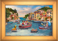 Disney Mickey and Minnie in Italy Wall Art by Thomas Kinkade Studios Standard Number Canvas 18" x 27" Gallery Gold