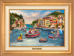 Disney Mickey and Minnie in Italy Wall Art by Thomas Kinkade Studios Estate Edition Canvas 18" x 27" Antique Gold