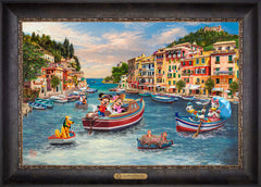 Disney Mickey and Minnie in Italy Wall Art by Thomas Kinkade Studios Estate Edition Canvas 18" x 27" Cabernet