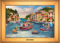 Disney Mickey and Minnie in Italy Wall Art by Thomas Kinkade Studios Estate Edition Canvas 18" x 27" Gallery Gold
