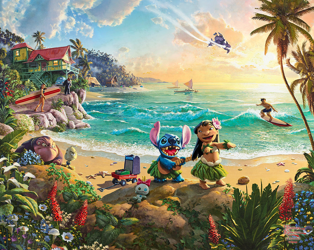 Disney Lilo & Stitch Wall Art by Thomas Kinkade Studios Canvas Gallery Wrap 24" x 30" Unframed