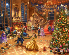 Disney Beauty and the Beast Christmas Celebration Wall Art by Thomas Kinkade Studios Canvas Gallery Wrap 8" x 10" Unframed