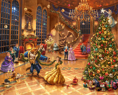 Disney Beauty and the Beast Christmas Celebration Wall Art by Thomas Kinkade Studios Canvas Gallery Wrap 24" x 30" Unframed