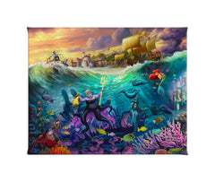 Disney Ursula Wall Art by Thomas Kinkade Studios Estate Edition Canvas 12" x 18" Antique Gold
