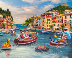 Disney Mickey and Minnie in Italy Wall Art by Thomas Kinkade Studios Canvas Gallery Wrap 8" x 10" Unframed