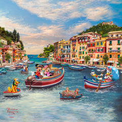 Disney Mickey and Minnie in Italy Wall Art by Thomas Kinkade Studios Canvas Gallery Wrap 14" x 14" Unframed