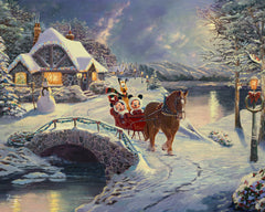 Disney Mickey and Minnie Evening Sleigh Ride Wall Art by Thomas Kinkade Studios Canvas Gallery Wrap 24" x 30" Unframed